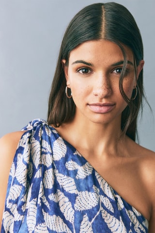 Robe asymétrique imprimée - Bleu marine