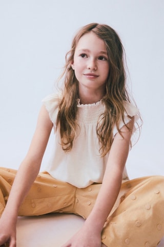 Blouse volantée lin - Blanc
