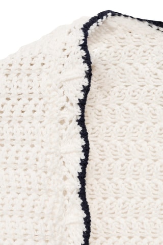 Cardigan maille bords contrastés - Blanc