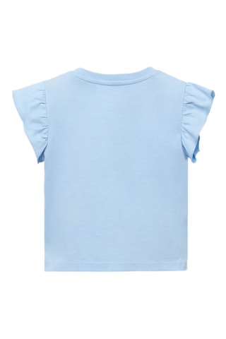 T-shirt relief volants - Blanc et bleu
