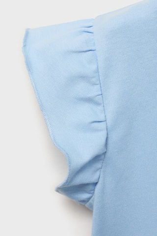 T-shirt relief volants - Blanc et bleu