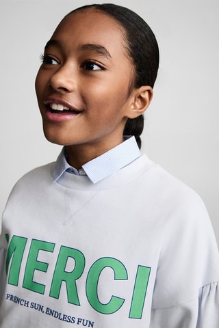Sweater coton message - Bleu