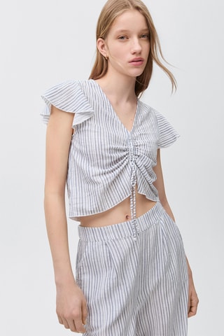 Blouse détail froncé - Bleu clair