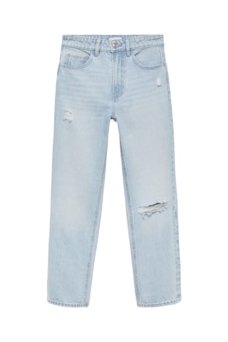 Jean droit taille normale déchiré - Bleu