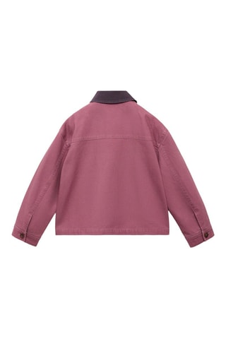 Parka denim col contrasté - Rouge