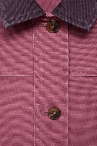 Parka denim col contrasté - Rouge
