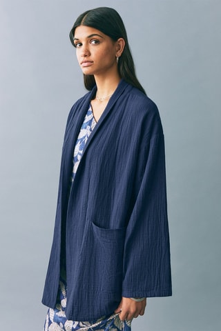 Veste kimono plissée - Bleu marine