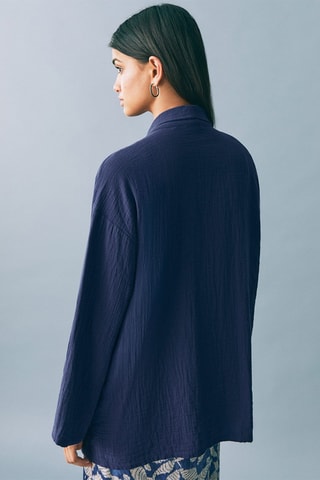 Veste kimono plissée - Bleu marine