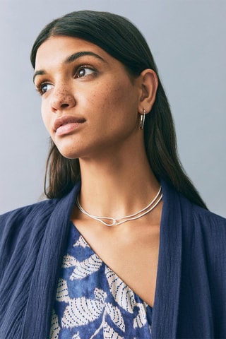 Veste kimono plissée - Bleu marine