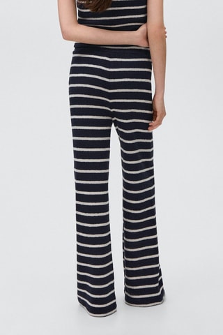 Pantalon maille à rayures - Bleu marine
