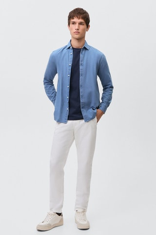 Pantalon chino uni - Blanc