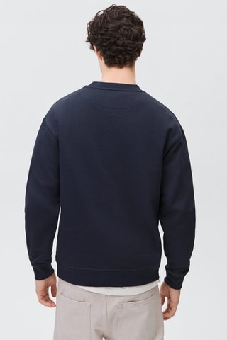 Sweat-shirt coton message en relief - Bleu