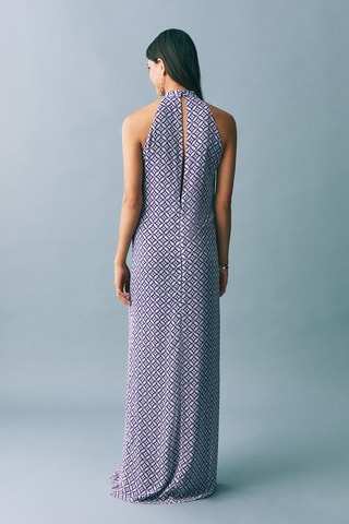 Robe imprimé emmanchures américaines - Bleu foncé