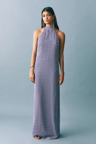Robe imprimé emmanchures américaines - Bleu foncé