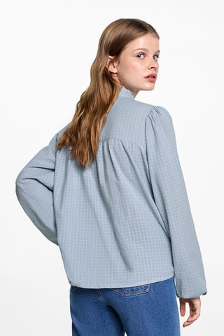 Blouse texturée carreaux - Bleu clair