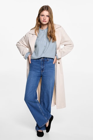 Blouse texturée carreaux - Bleu clair
