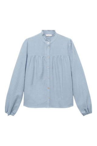 Blouse texturée carreaux - Bleu clair