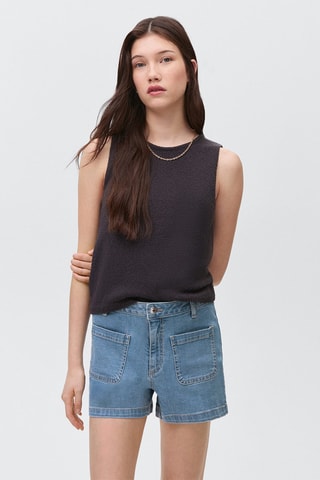 Short en jean poches - Bleu clair