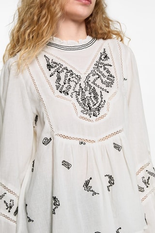 Blouse brodée coton - Blanc