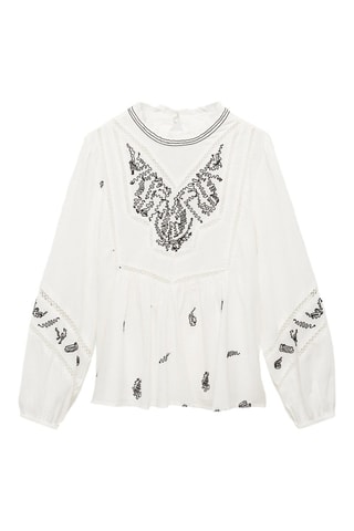 Blouse brodée coton - Blanc
