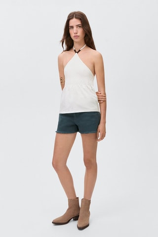 Top détail perles - Blanc