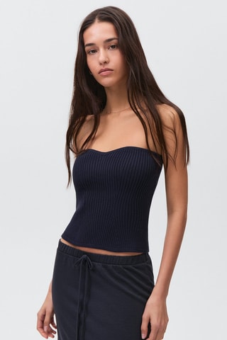 Top bustier maille - Bleu marine