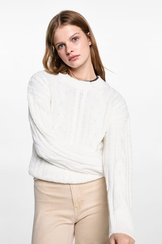 Pull-over maille torsadée - Blanc