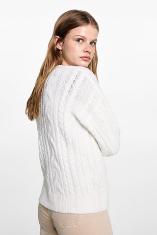 Pull-over maille torsadée - Blanc
