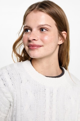 Pull-over maille torsadée - Blanc