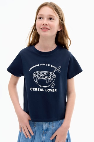 T-shirt imprimé manches courtes - Bleu marine