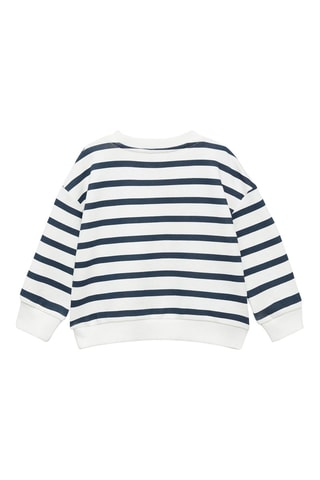 Sweat-shirt à rayures et message - Blanc