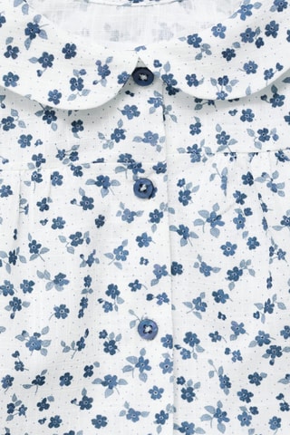 Blouse coton à fleurs - Blanc