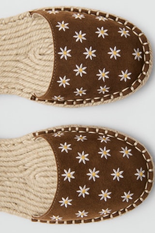 Espadrilles à brides à fleurs - Marron