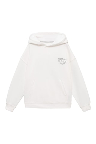 Sweat-shirt coton message imprimé - Blanc