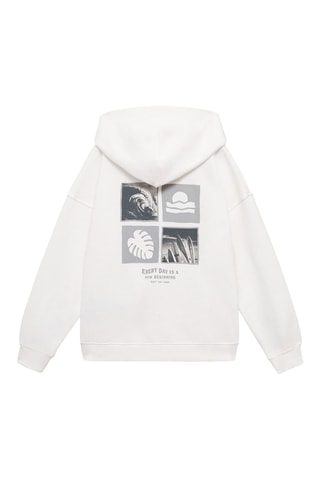 Sweat-shirt coton message imprimé - Blanc