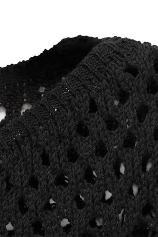 Pull-over ajouré détail franges - Noir