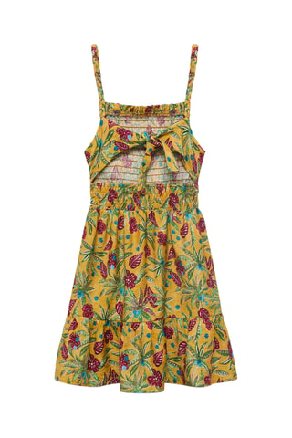 Robe froncée imprimée - Jaune