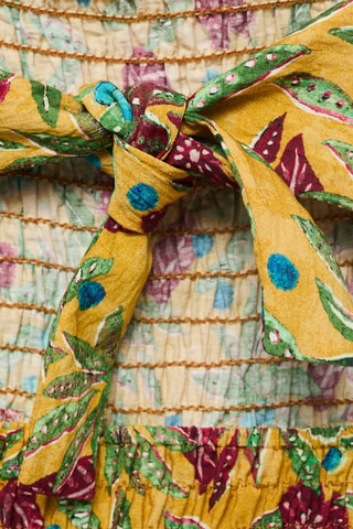 Robe froncée imprimée - Jaune