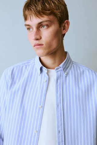 Chemise oxford rayée - Bleu