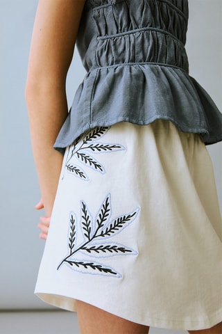 Jupe-culotte détail brodé - Blanc