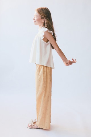 Pantalon avec détails brodés - Jaune