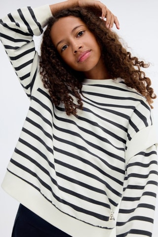 Sweat-shirt coton rayures - Bleu