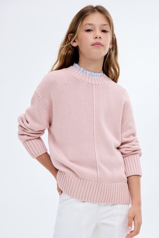 Pull-over maille manches longues - Rose clair