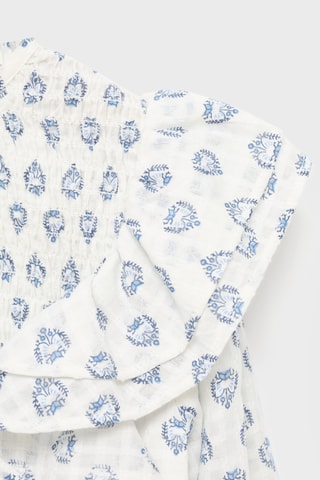 Blouse imprimée à volants - Écru
