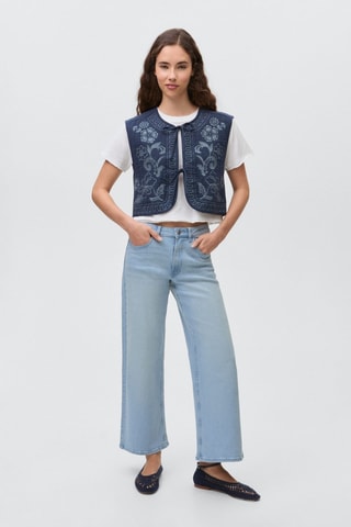 Gilet coton brodé - Bleu marine