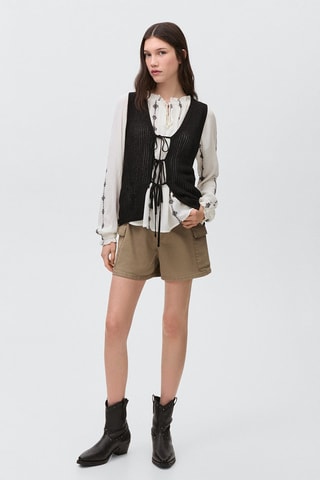 Gilet maille ajourée - Noir