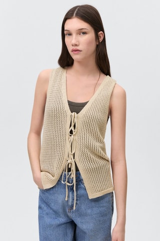 Gilet maille ajourée - Doré