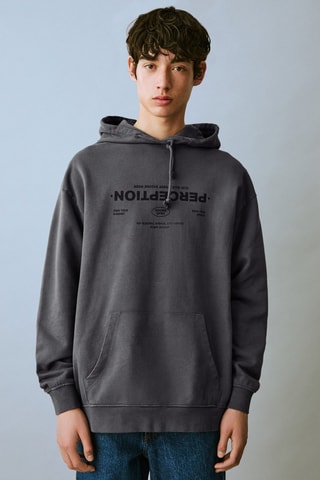 Sweat-shirt kangourou message - Gris