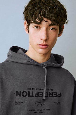 Sweat-shirt kangourou message - Gris