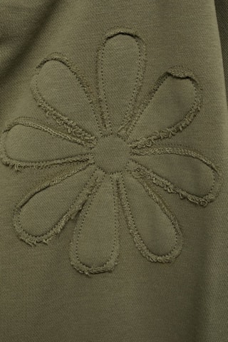 Sweat-shirt broderie florale - Vert